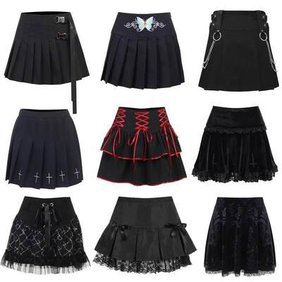 Punk Harajuku Mini Skirt Sexy Y2K Grunge Gothic Black Lace H