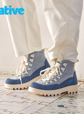 Native秋冬复古牛仔马丁靴女英伦风厚底时尚休闲鞋