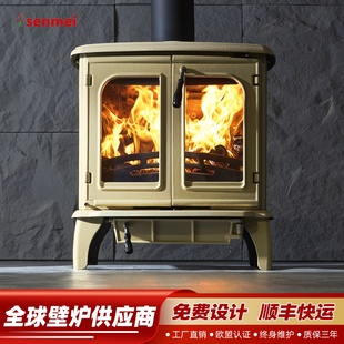 饰ZRT1 铸铁真火壁炉燃木柴火取暖炉家用别墅民宿装 senmei 欧式