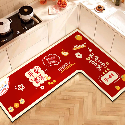 喜庆L形厨房地垫吸水吸油防滑
