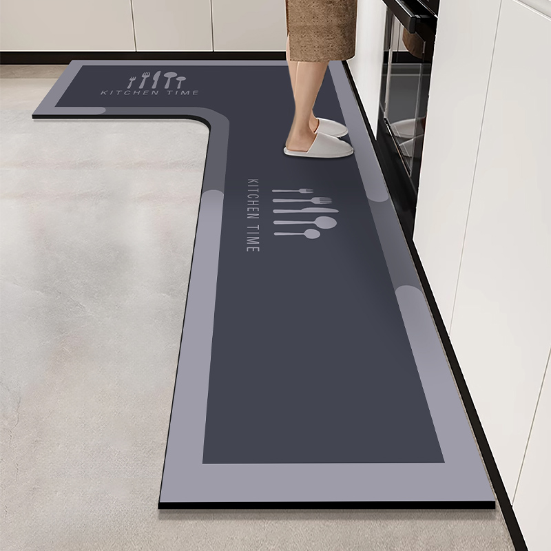 高级感厨房地垫硅吸水软垫L形