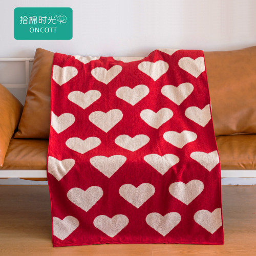 红色浴巾纯棉结婚一对喜庆情侣LOVE爱心陪嫁家用吸水柔软不易掉毛