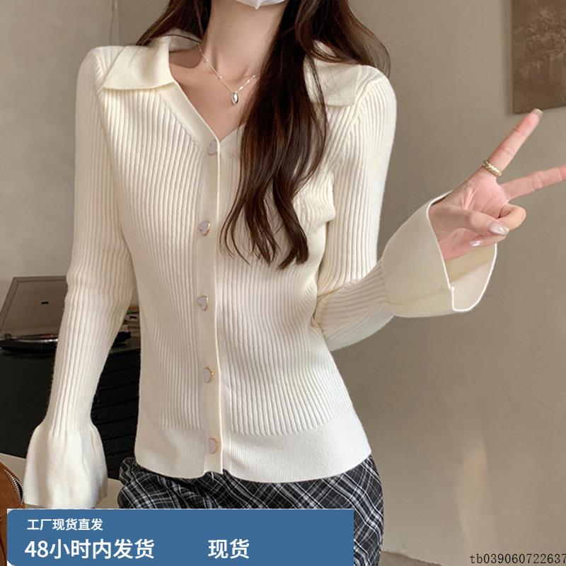 /喇叭袖针织衫2025新款韩系内搭打底别致长袖上衣女