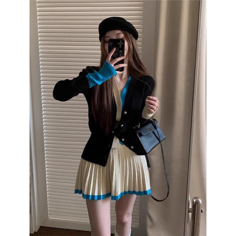 韩剧富家千金小香风针织套装女春秋冬御姐穿搭高级感小个子两件套