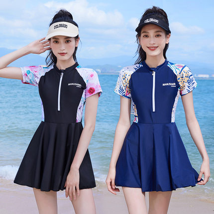 泳衣女2024新款连体运动微胖女孩遮肉显瘦保守高级感游泳馆专用夏
