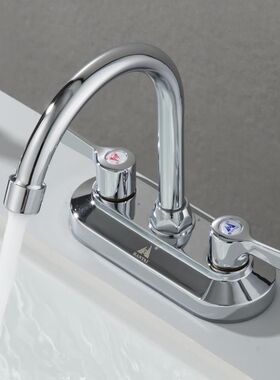 双开关全铜双把双孔面盆冷热水龙头洗脸盆全铜龙头浴室陶瓷盆水龙
