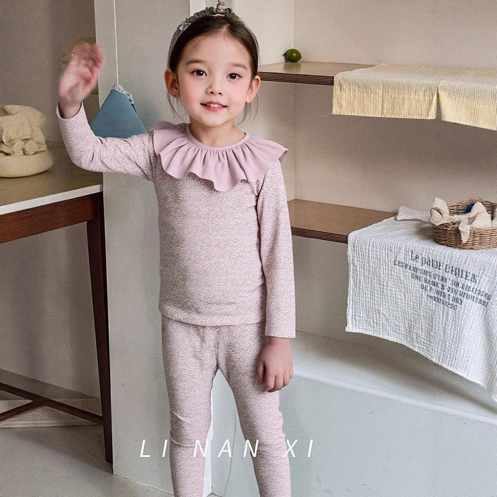 里南希 女童早秋睡衣套装新款宝宝秋衣两件套韩版洋气童装纯棉