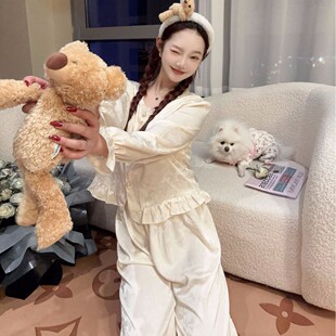 宫廷风冰丝睡衣春秋提花国风家居服套装 2025新款 女 海岛与诗