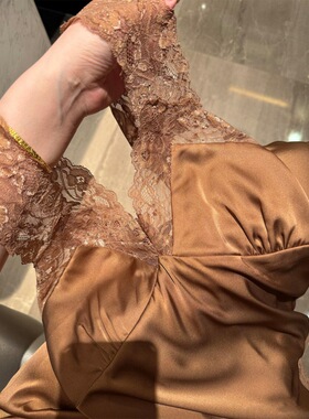 法式轻奢蕾丝花边吊带睡衣女春季新款纯欲冰丝可出门家居服套装女