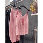 女士复古家居服可外穿套装 少女甜美印花吊带睡衣女夏款 2026年新款