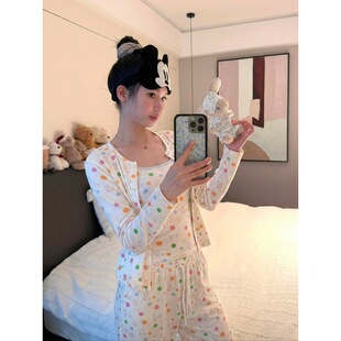 甜美少女波点印花睡衣女款2026春季新款柔软舒适家居服套装可外穿