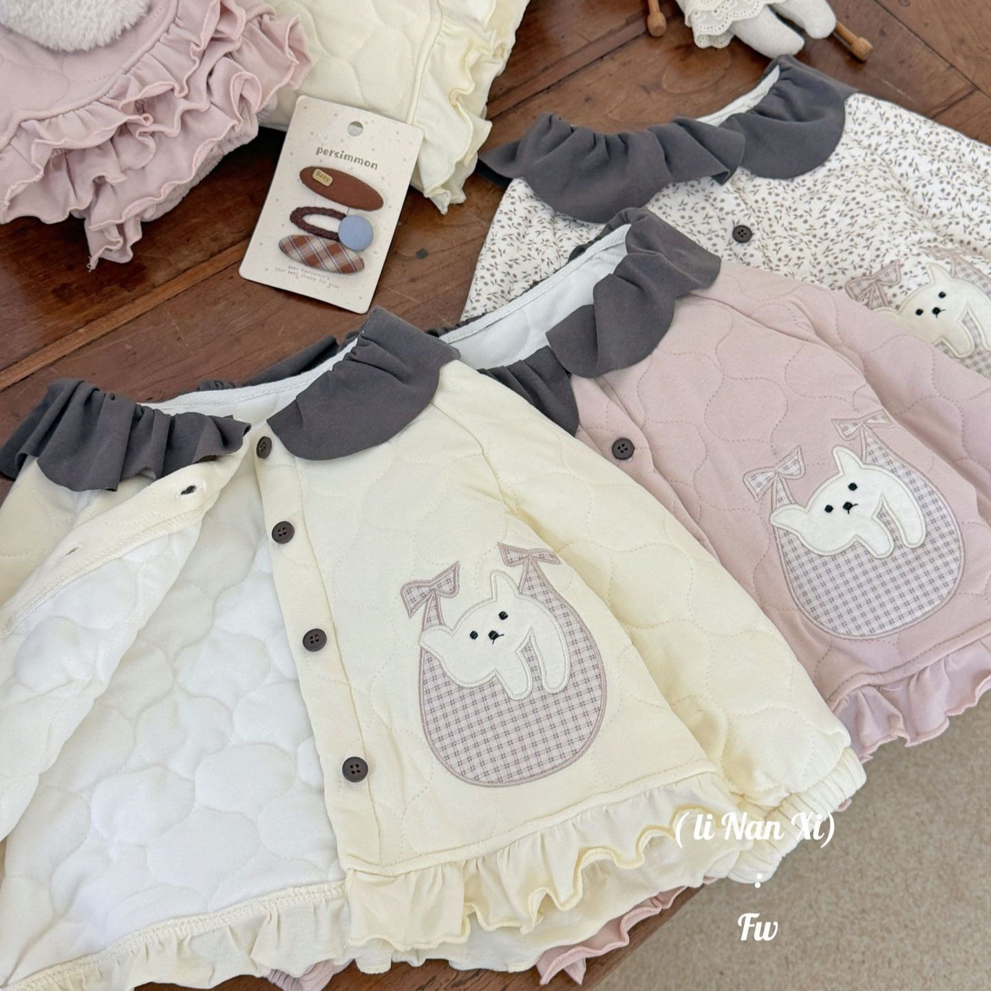 里南希 女童冬季棉衣套装新款夹棉保暖家居服内里绒面舒适柔软