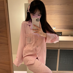 睡衣套装 领冰丝长袖 叛逆千金 气质显瘦家居服女 高级感轻奢衬衫
