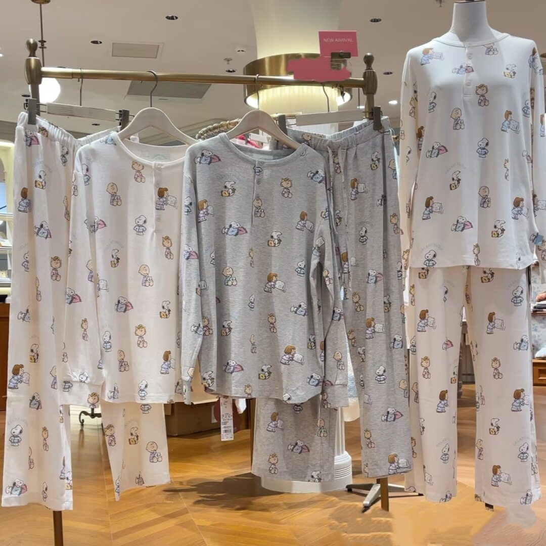 g＊睡衣无标软绵绵冰淇淋新可爱卡通印花圆领长袖女家居服套装