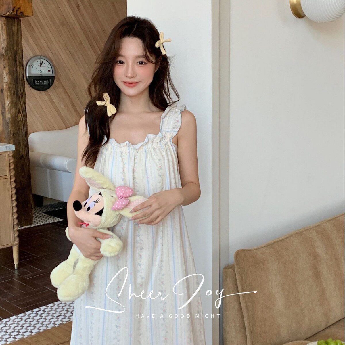 夏季新款纯棉柔软舒适女士裙子家居服吊带裙蓝色的风睡衣背心睡裙