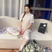 消夏诗集 家居服睡衣套装 2025春夏季 复古气质显瘦短袖 女 新中式