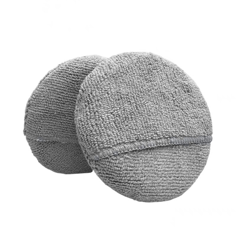 汽车美容打蜡海绵 圆形超细纤维口袋抛光去污清洁手柄绵