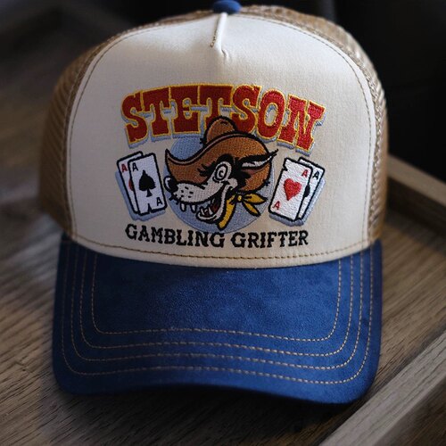 美式风格卡车司机帽扑克狼斯坦森帽子欧美半网帽男女同款stetson