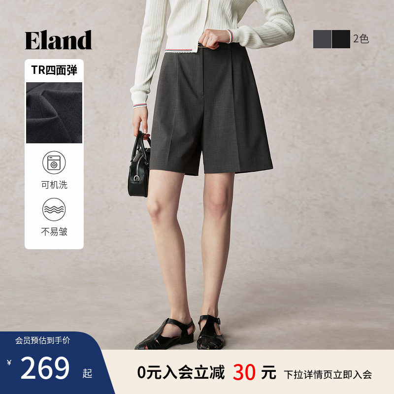 【Eland奥莱】衣恋短裤女通勤风两侧口袋设计西裤夏季