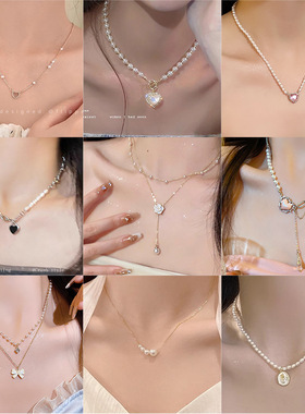 珍珠项链女百搭小众高级感串珠毛衣链ins风新款气质颈链配饰