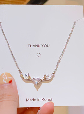 小红书推荐一鹿有你简约鹿角项链女时尚钛钢锁骨链轻奢高级感饰品