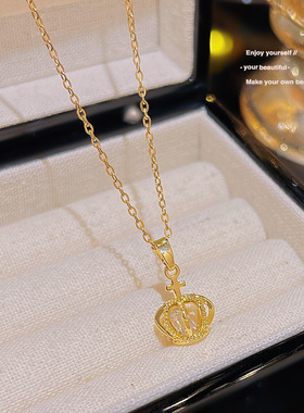 简约几何灯笼吊坠项链钛钢优雅气质锁骨链2024年新款潮网红颈链女