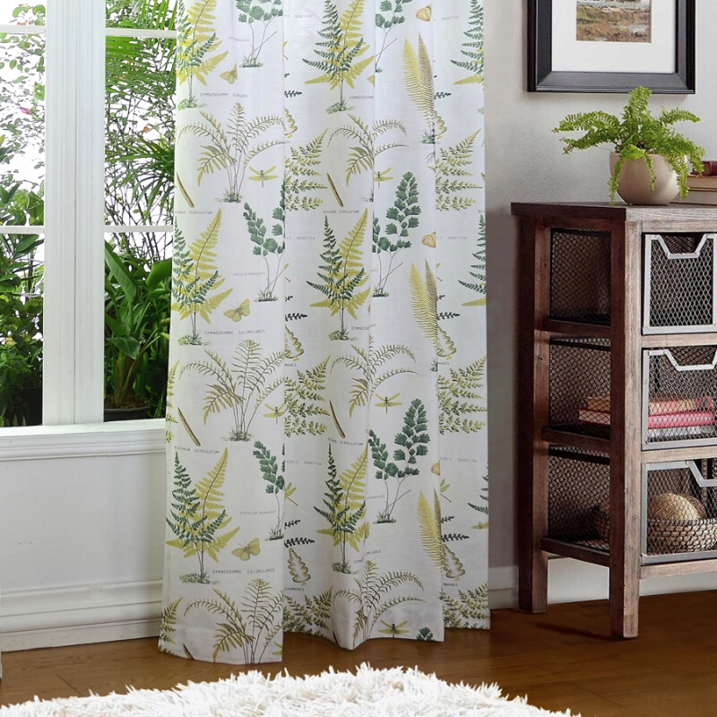 Fern Fabrics 客厅书房美式田园蕨类植物竹节麻印花窗帘布Curtain 居家布艺 定制窗帘 原图主图