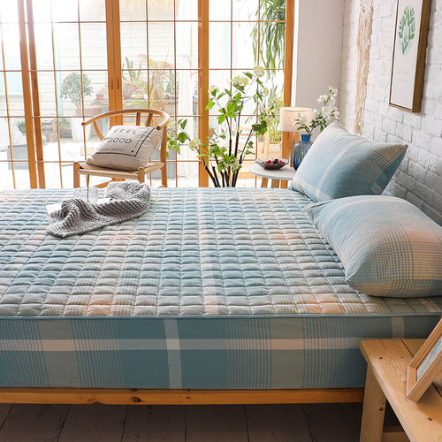 全棉水洗棉床笠单件床罩防尘罩席E梦思保护套加厚夹棉防滑固定