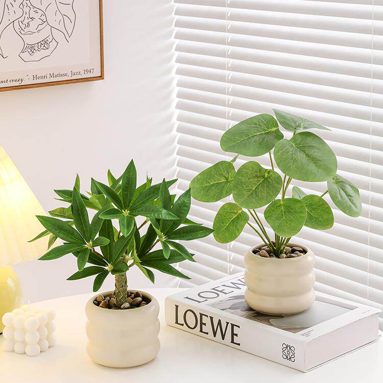 仿真绿植小型盆栽发财树高级感室内办公桌面客厅茶几假花植物摆设
