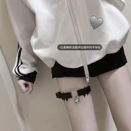 恶魔腿环带铃铛女生哥特式吊坠皮革腿链jk性感腿带多功能性感颈环