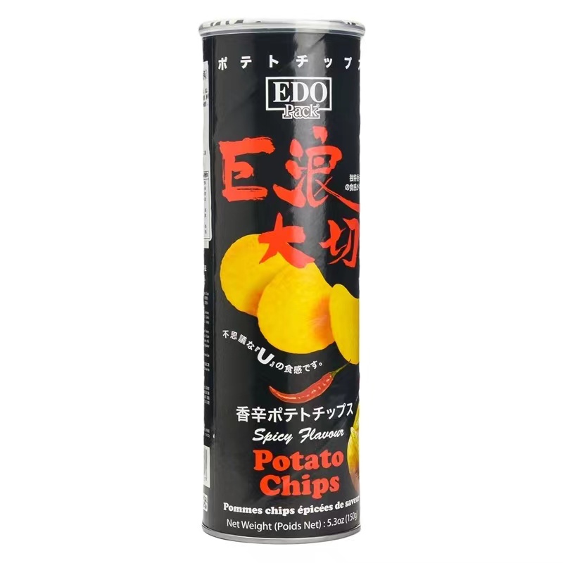 香港进口EDO pack 巨浪大切薯片办公室休闲零食150g桶装马来西亚