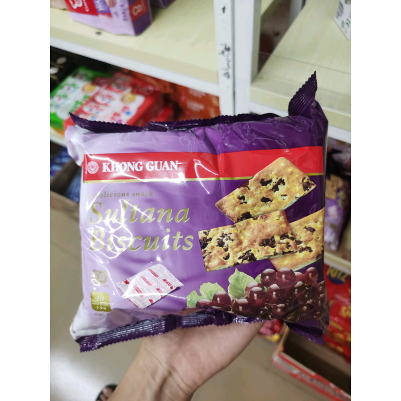 香港进口新加坡KHONG GUAN康元葡萄提子夹心饼干260g独立包装