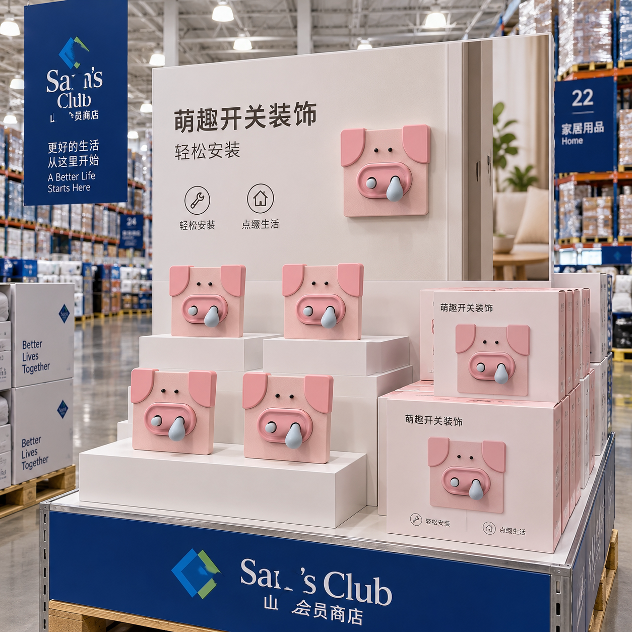 鼻涕猪开关装饰可爱卡通猪鼻子遮丑神器3d立体开关贴房间改造神器