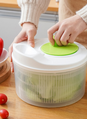 手动家用蔬菜脱水器甩干器沙拉神器厨房大容量旋转脱水沥水器