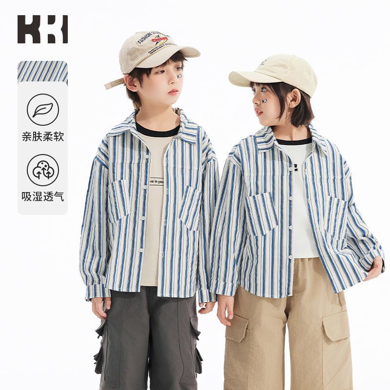 KKI童装衬衫春秋新款爆款2025中大童男女童宽松帅气潮酷POLP衫