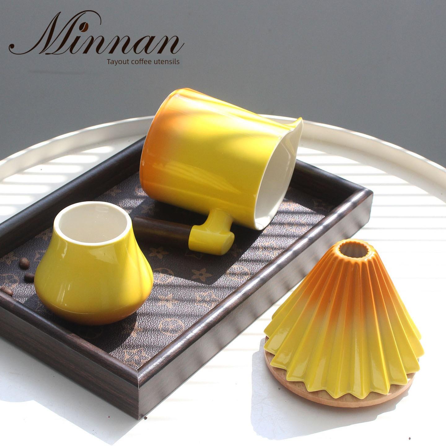 闽南菜低语釉下彩杨桃彩手冲咖啡分享壶折纸滤杯彩色感官品鉴杯