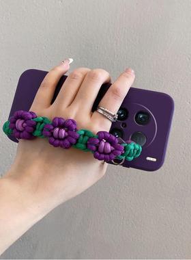适用vivox100s手机壳x200promini可斜挎x100ultra紫色x90pro+立体x70花朵x60带x50挂绳x30编织vivo手腕带简约