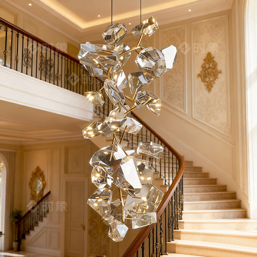 别墅设计师异形水晶吊灯酒店大堂会所售楼部客厅挑空高端个性灯具