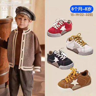 运动鞋 安贝氏男童运动鞋 子软底女童时尚 男童休闲鞋 复古星星板鞋