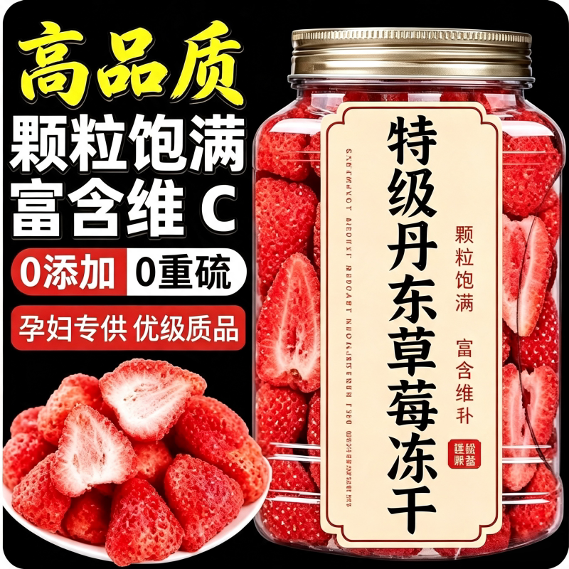 丹东冻干草莓整颗无添加草莓干官方旗舰烘焙雪花酥冻干果干脆零食