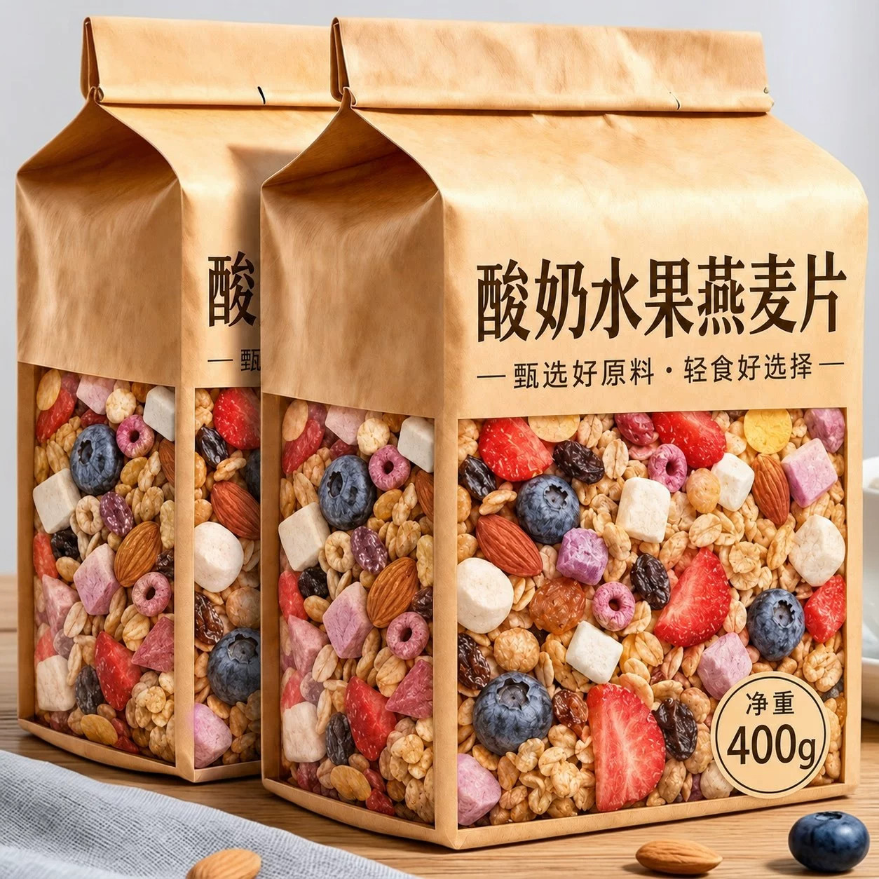 谷物脆拌酸奶水果燕麦片混合果干坚果拌酸奶泡牛奶的伴侣早餐食品