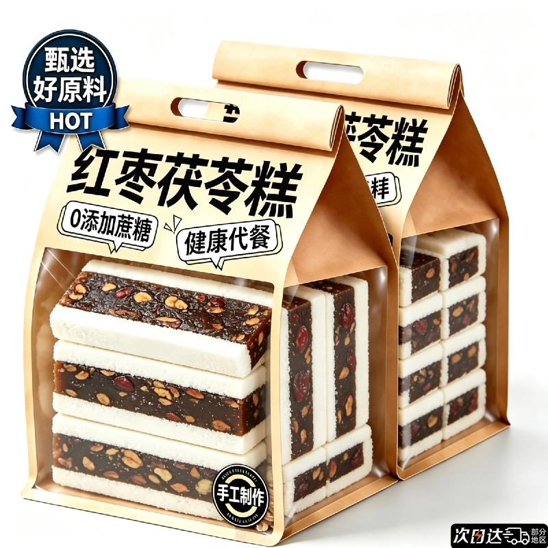 糖尿人专用零食品无添加蔗糖红枣阿胶茯苓糕传统手工代餐芡实糕点