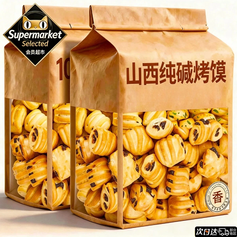 纯碱烤馍烤馒头官方旗舰店山西特产碱性食物零食品花卷原味烤馍片
