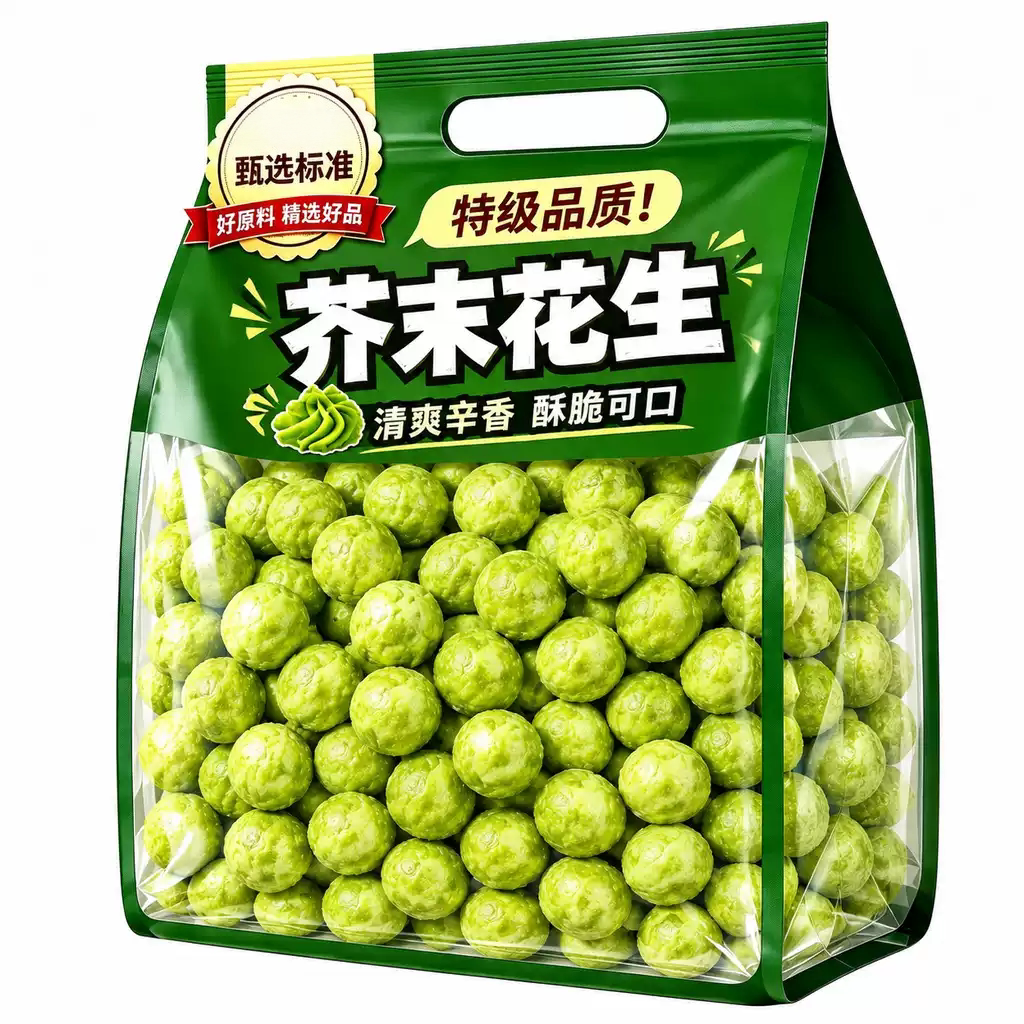 芥末味酥脆花生豆官方旗舰花生米追剧必备休闲炒货零食下酒菜小吃