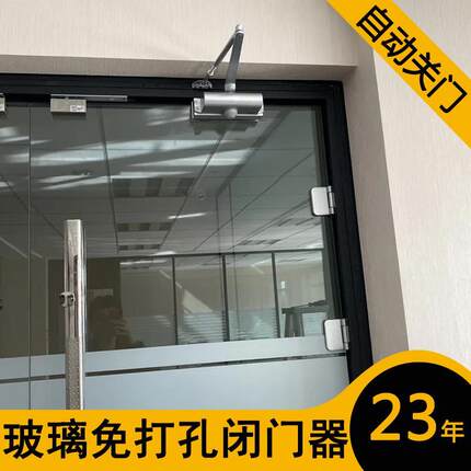 办公室玻璃门闭门器商铺无框关门器免打孔可调节快慢缓冲合页铰链