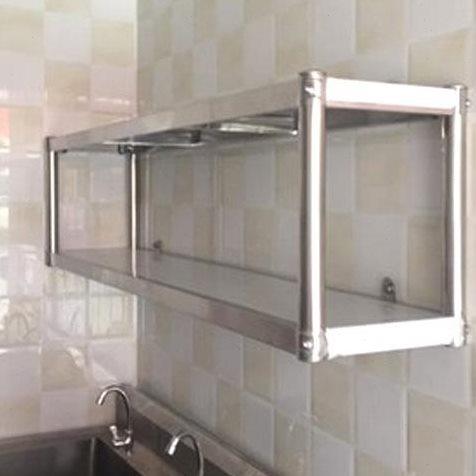 厨房墙上置物架不锈钢壁挂3层吊柜饭店商用货架微波炉托展示架子2