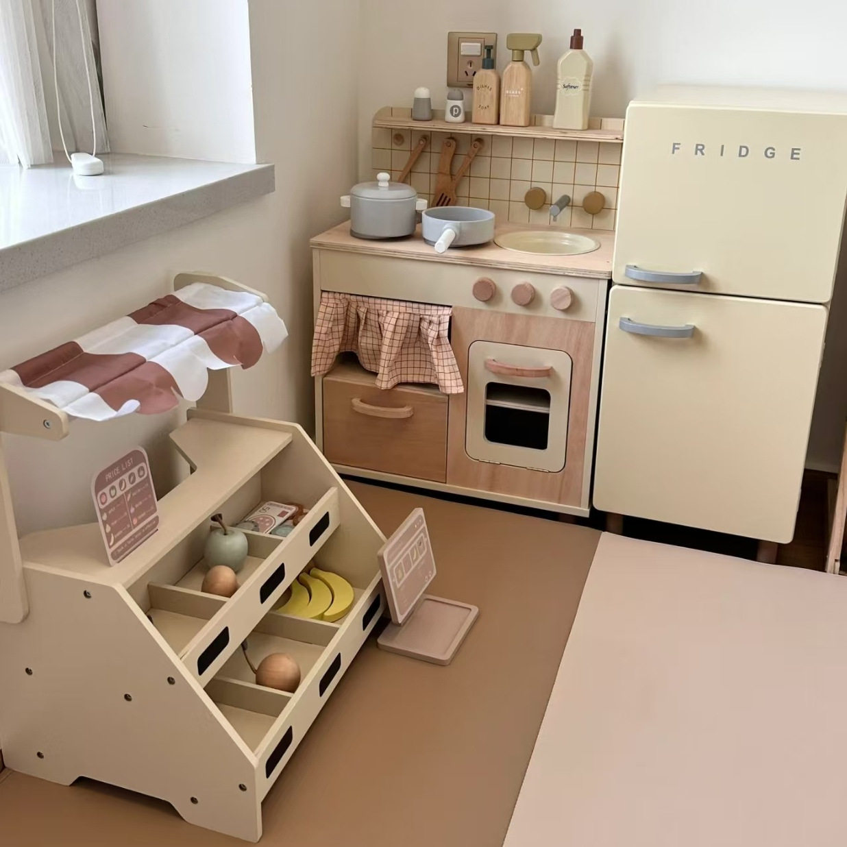 北欧儿童过家家宝宝厨房做饭玩具实木仿真工具木制厨具3-6岁小孩