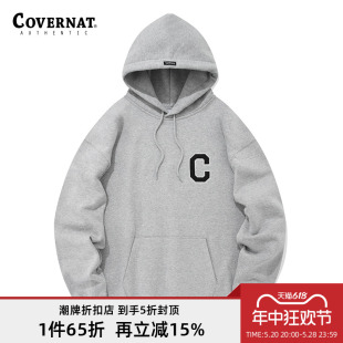 纯色小C标加绒带帽卫衣 男女同款 新品 Covernat连帽卫衣春季