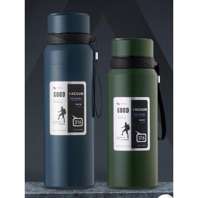 316不锈钢保温杯商务办公泡茶水杯子户外大容量车载便携防漏壶1升