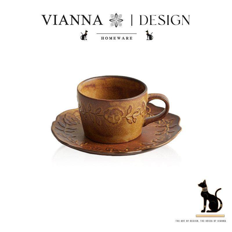 VIANNA丨花朵杯·EUDO覆古咖啡杯碟陶瓷马克杯套装家用喝水杯礼物,餐饮具,咖啡杯,淘宝优惠券,粉丝福利购,淘宝优惠卷